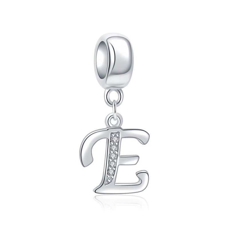 SOUKISS Letter E Charm Sterling Silver 925 Initial A-z Alphabet Beads Name Charm for Bracelet Charms - Image 1